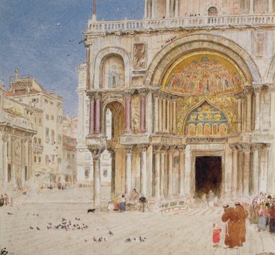 セントマークスの北西の角（紙にペンとインク、トイレとクレヨン付き） 作： Albert Goodwin